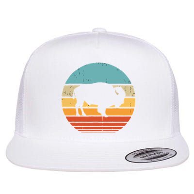 Bison Retro Vintage 60s 70s Sunset Buffalo Mammal Animal Men Flatbill Hat