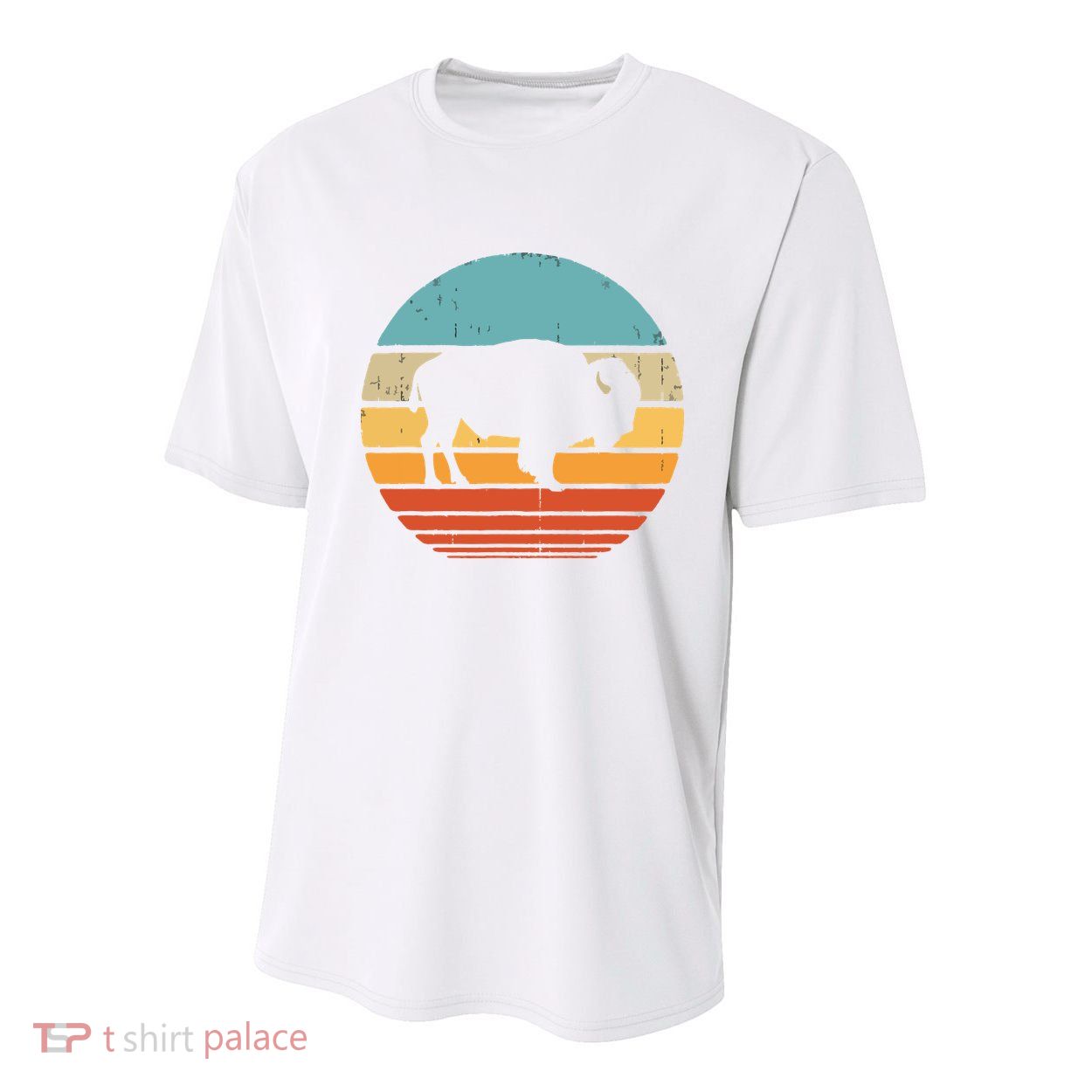 Bison Retro Vintage 60s 70s Sunset Buffalo Mammal Animal Men Youth Performance Sprint T-Shirt
