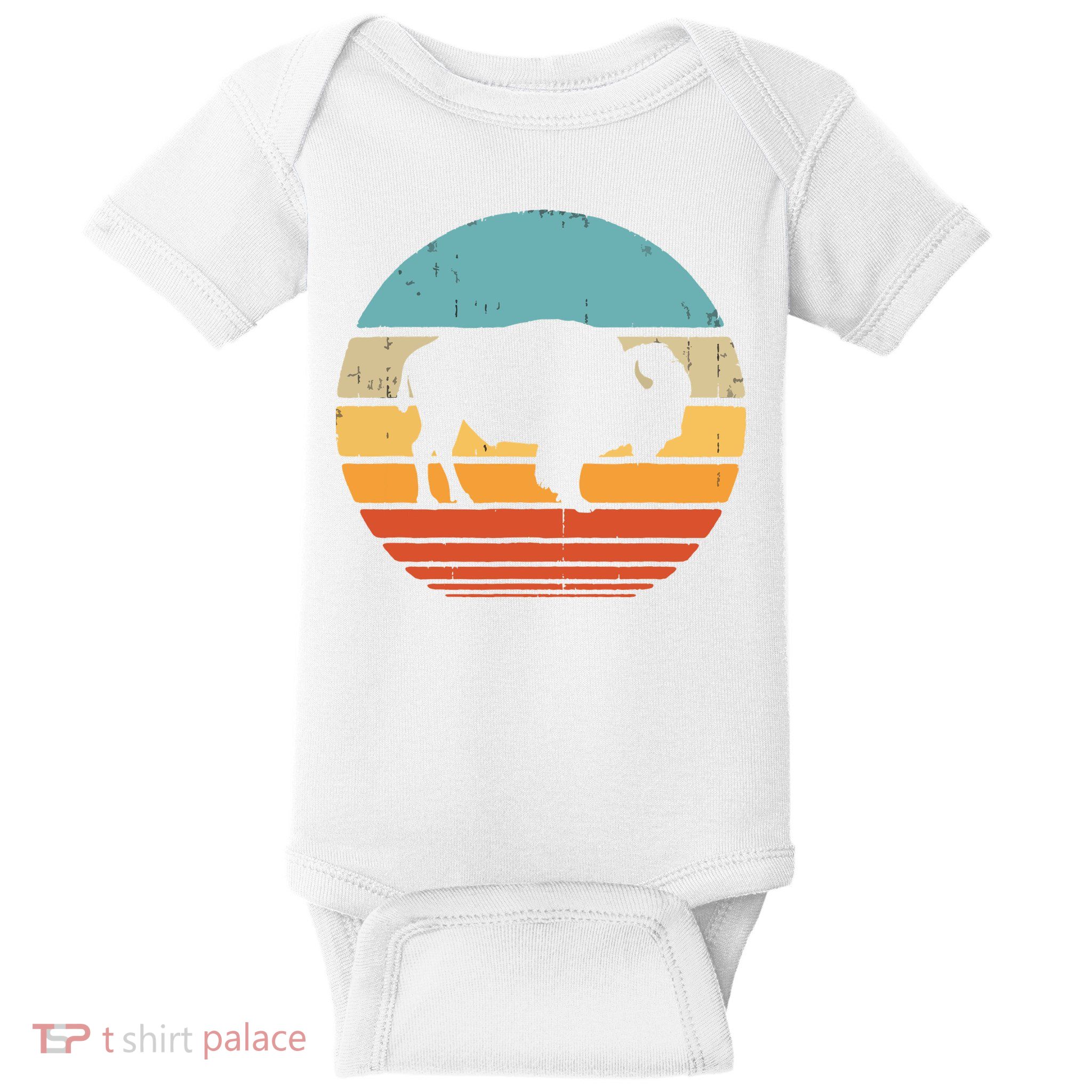 Bison Retro Vintage 60s 70s Sunset Buffalo Mammal Animal Men Baby Bodysuit