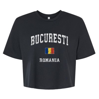 Bucharest Romania Vintage Athletic Sports Bella+Canvas Jersey Crop Tee