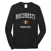 Bucharest Romania Vintage Athletic Sports Long Sleeve Shirt