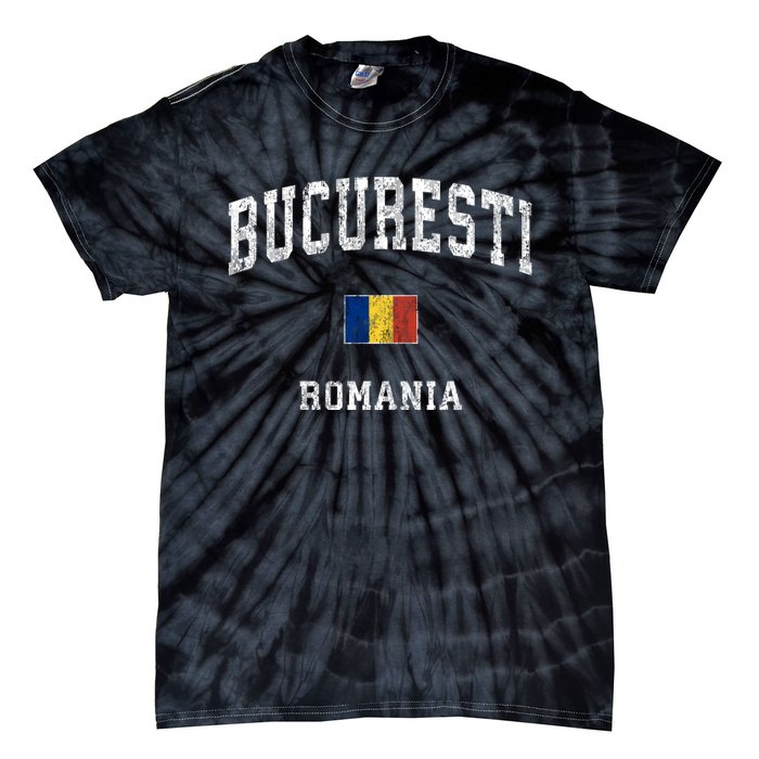 Bucharest Romania Vintage Athletic Sports Tie-Dye T-Shirt