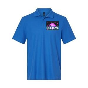 Believe Retro Vaporwave Santa Sleigh Flying Christmas Gift Funny Gift Softstyle Adult Sport Polo