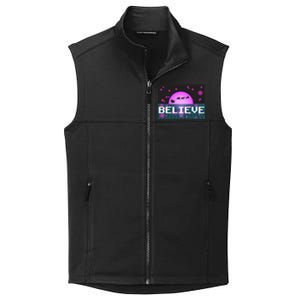 Believe Retro Vaporwave Santa Sleigh Flying Christmas Gift Funny Gift Collective Smooth Fleece Vest