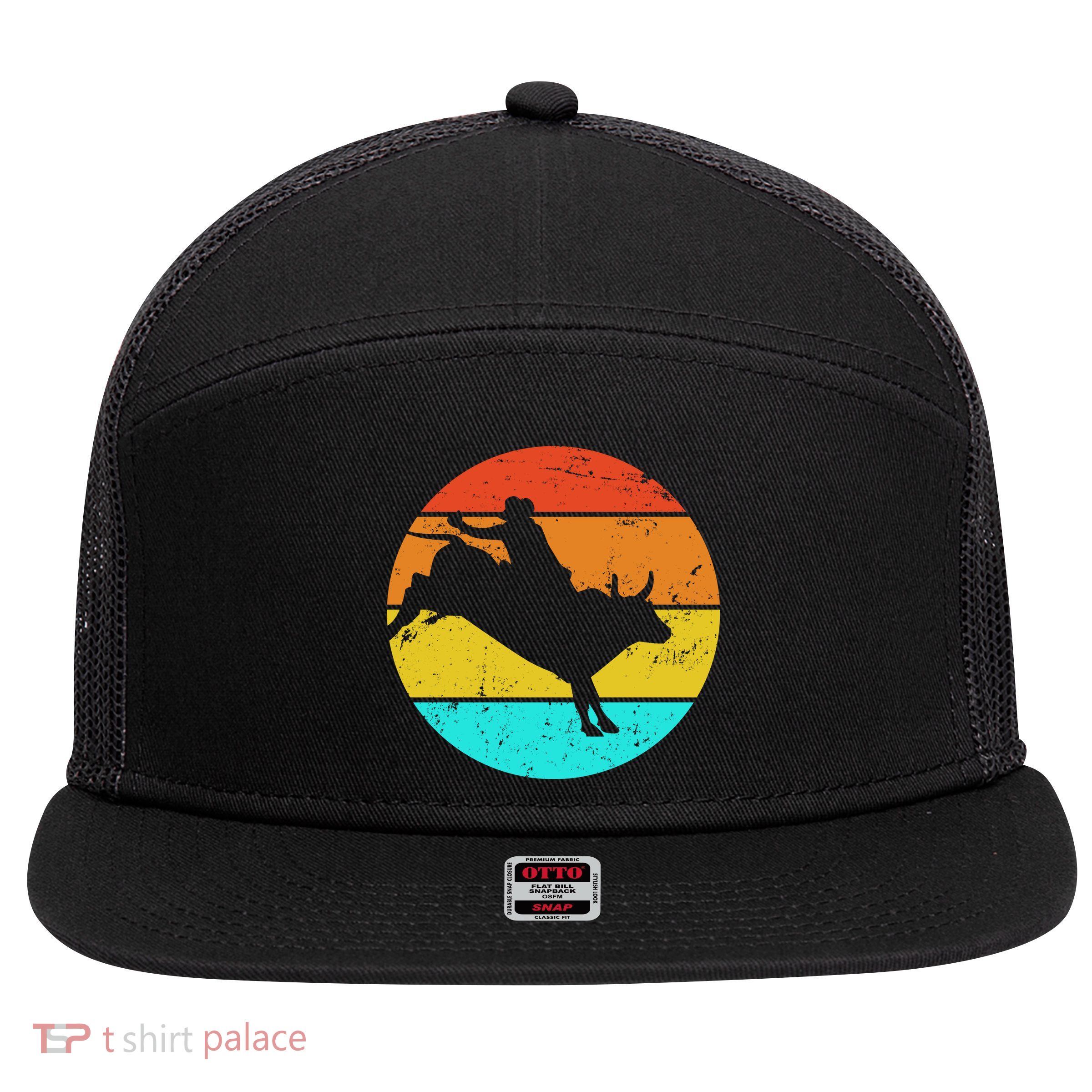 Bull Riding Vintage Rodeo 7 Panel Mesh Trucker Snapback Hat
