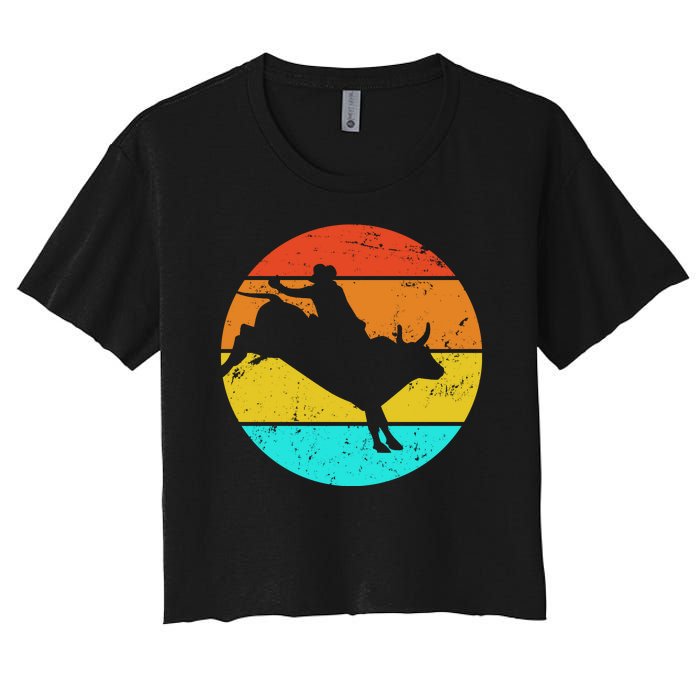 Bull Riding Vintage Rodeo Women's Crop Top Tee