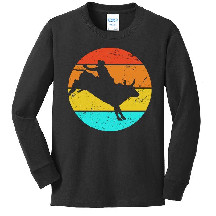 Bull Riding Vintage Rodeo Kids Long Sleeve Shirt