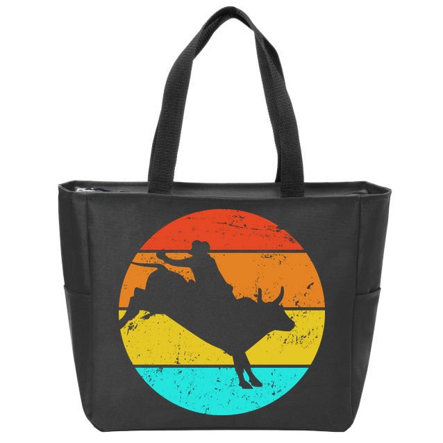 Bull Riding Vintage Rodeo Zip Tote Bag