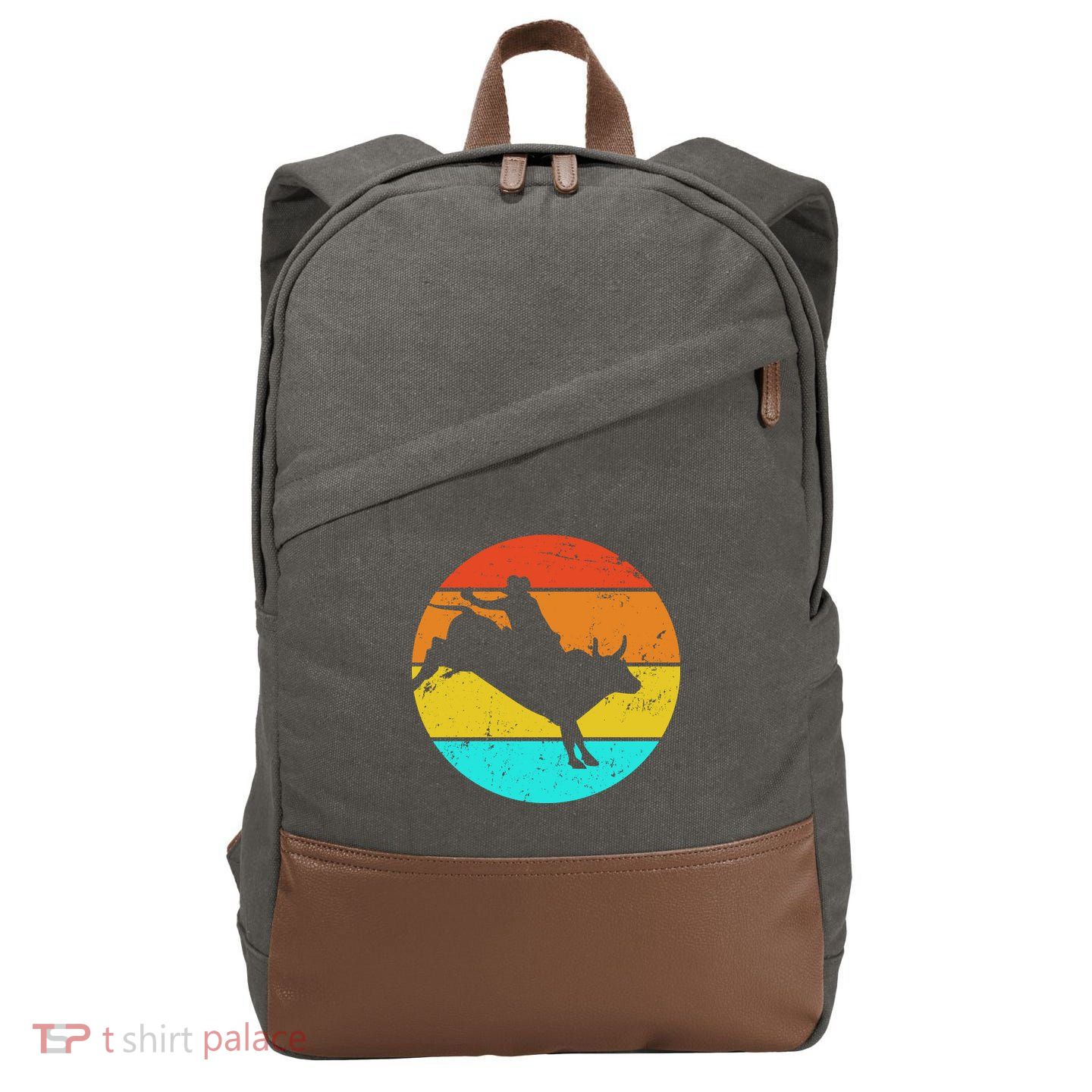 Bull Riding Vintage Rodeo Cotton Canvas Backpack