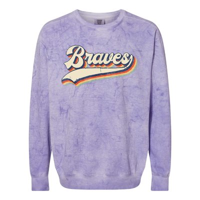 Braves Retro Vintage Baseball Colorblast Crewneck Sweatshirt