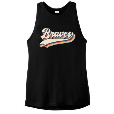 Braves Retro Vintage Baseball Ladies PosiCharge Tri-Blend Wicking Tank