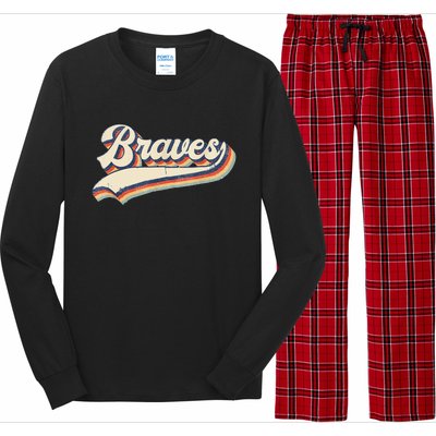 Braves Retro Vintage Baseball Long Sleeve Pajama Set