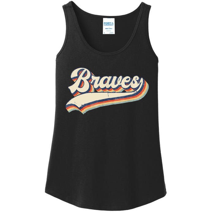 Braves Retro Vintage Baseball Ladies Essential Tank