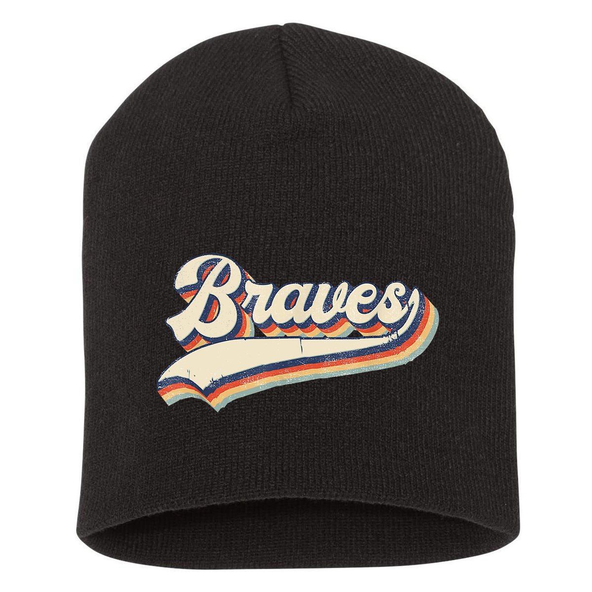 Braves Retro Vintage Baseball Short Acrylic Beanie