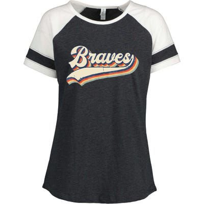 Braves Retro Vintage Baseball Enza Ladies Jersey Colorblock Tee