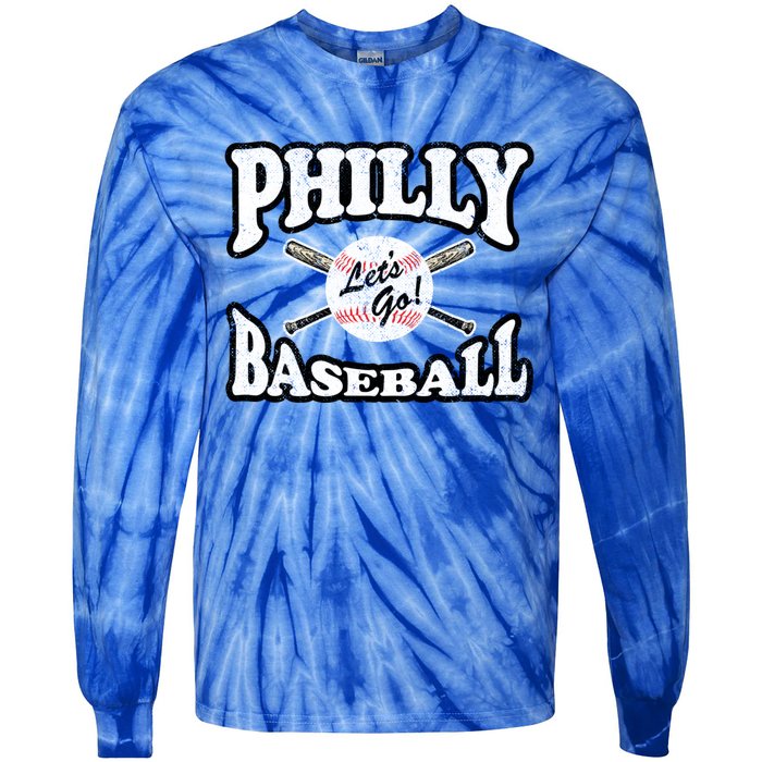 Baseball Retro Vintage Style Distressed Tie-Dye Long Sleeve Shirt