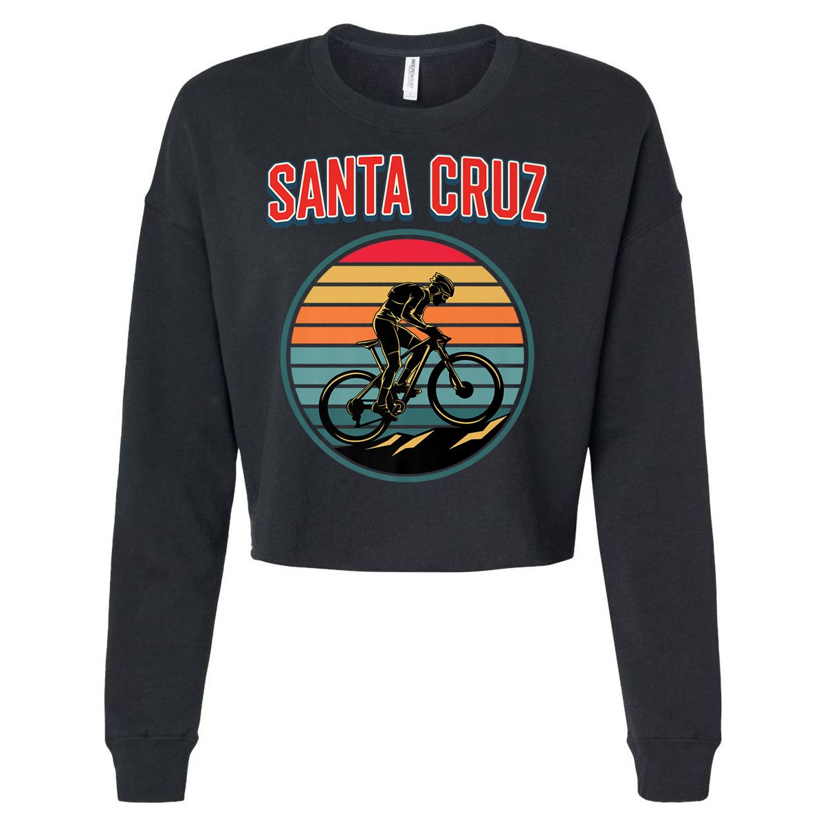 Bike Retro Vintage Santa Cruz Summer Bicycle Biking Premium Cropped Pullover Crew