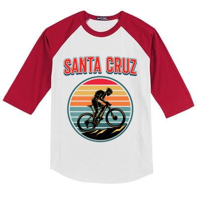 Bike Retro Vintage Santa Cruz Summer Bicycle Biking Premium Kids Colorblock Raglan Jersey