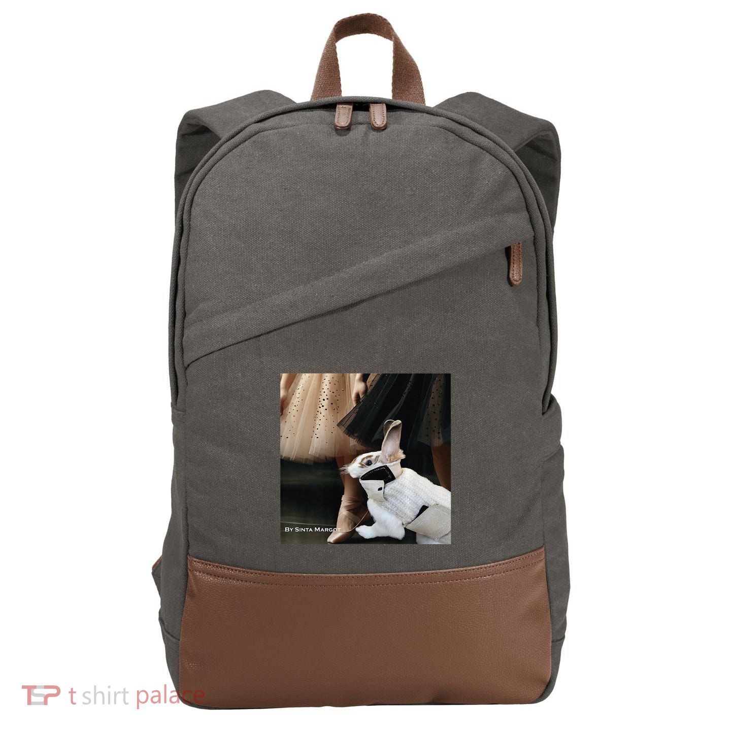 Bunny Rabbit With Ballet Dancers Cotton Canvas Backpack