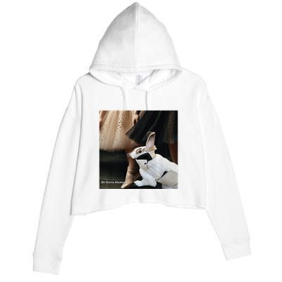 Bunny Rabbit With Ballet Dancers Crop Fleece Hoodie