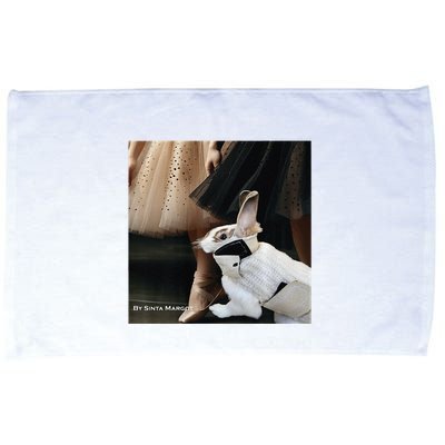 Bunny Rabbit With Ballet Dancers Microfiber Hand Towel