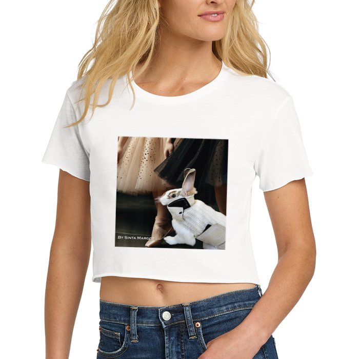 Bunny Rabbit With Ballet Dancers Crop Top