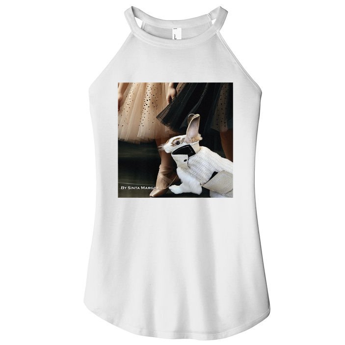 Bunny Rabbit With Ballet Dancers Women's Perfect Tri Rocker Tank