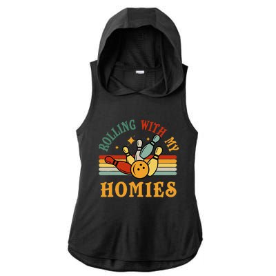 Bowlingshirt Rolling With My Homies Funny Bowler Ladies PosiCharge Tri-Blend Wicking Draft Hoodie Tank