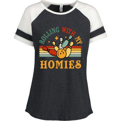 Bowlingshirt Rolling With My Homies Funny Bowler Enza Ladies Jersey Colorblock Tee