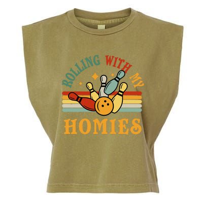 Bowlingshirt Rolling With My Homies Funny Bowler Garment-Dyed Women's Muscle Tee