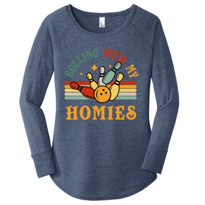 Bowlingshirt Rolling With My Homies Funny Bowler Women's Perfect Tri Tunic Long Sleeve Shirt