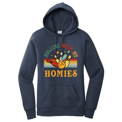 Bowlingshirt Rolling With My Homies Funny Bowler Women's Pullover Hoodie