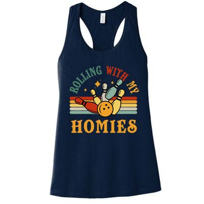 Bowlingshirt Rolling With My Homies Funny Bowler Women's Racerback Tank