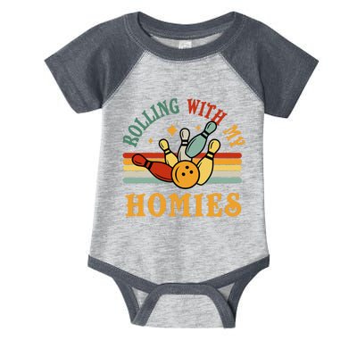 Bowlingshirt Rolling With My Homies Funny Bowler Infant Baby Jersey Bodysuit