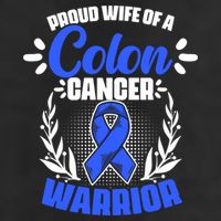 Blue Ribbon Wife Of A Colon Cancer Warrior Colorectal Cancer Gift Beanie