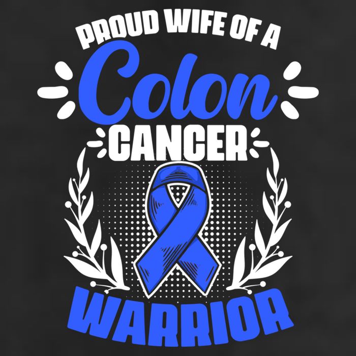 Blue Ribbon Wife Of A Colon Cancer Warrior Colorectal Cancer Gift Beanie