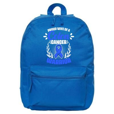 Blue Ribbon Wife Of A Colon Cancer Warrior Colorectal Cancer Gift 16 in Basic Backpack