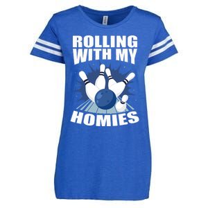 Bowling Rolling With My Homies Funny Bowler Enza Ladies Jersey Football T-Shirt