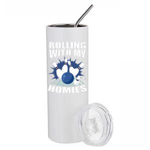 Bowling Rolling With My Homies Funny Bowler Stainless Steel Tumbler