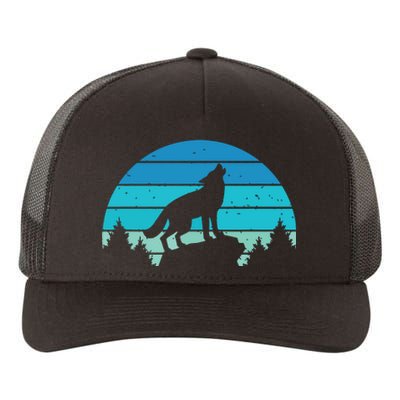 Blue Retro Wolf Forest Print Wild Animal Wilderness Wolves Yupoong Adult 5-Panel Trucker Hat