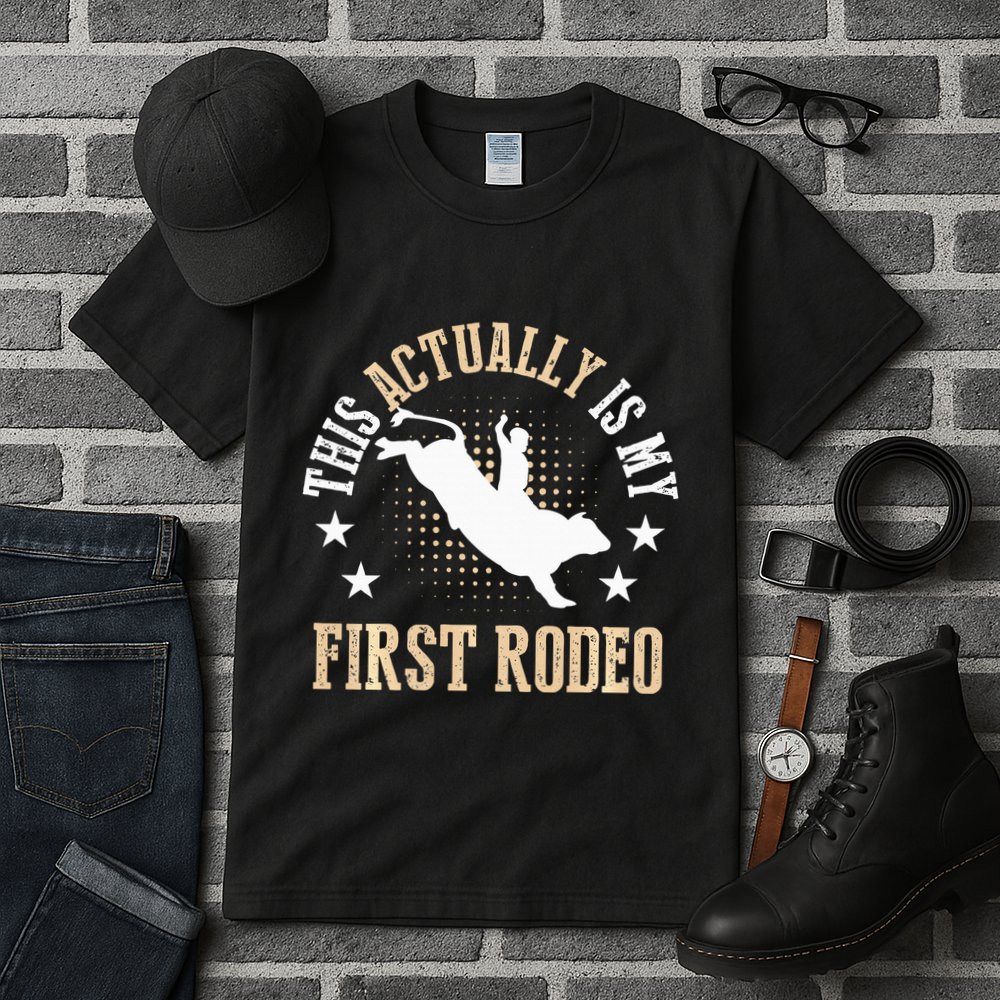 Bull Riding Western Cowboy This Actually Is My First Rodeo Tall T-Shirt