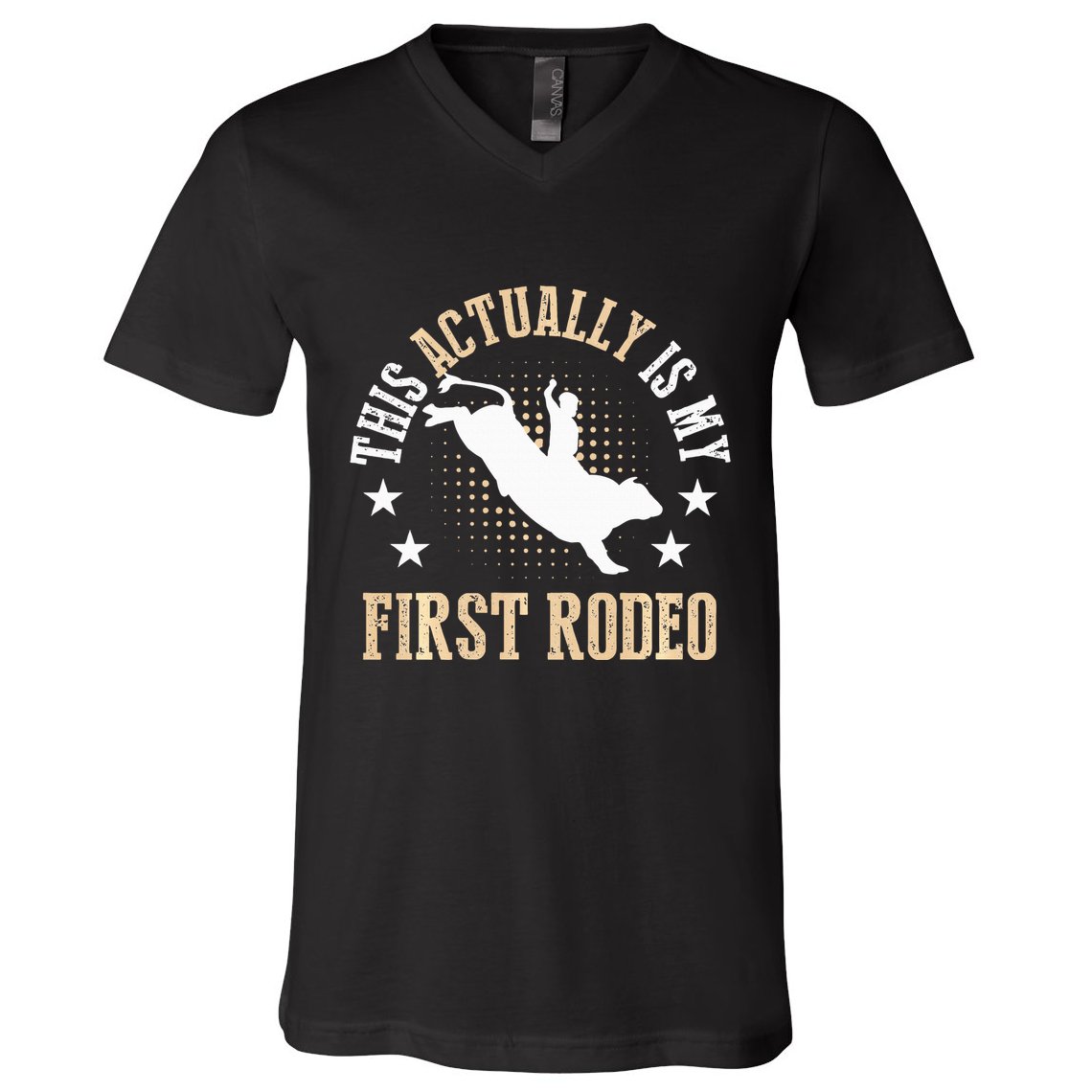 Bull Riding Western Cowboy This Actually Is My First Rodeo V-Neck T-Shirt