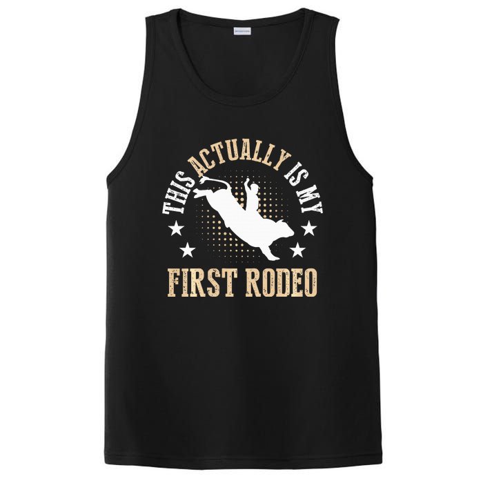 Bull Riding Western Cowboy This Actually Is My First Rodeo PosiCharge Competitor Tank