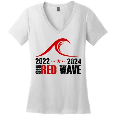 Big Red Wave Pro Republican 2024 Women's V-Neck T-Shirt