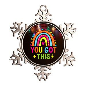 Boho Rainbow You Got This Funny Testing Day Teacher Students Metallic Star Ornament