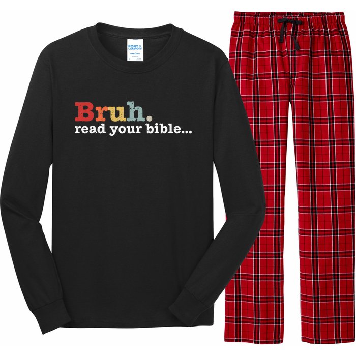 Bruh Read Your Bible Christian Faith Religious Funny Meme Long Sleeve Pajama Set