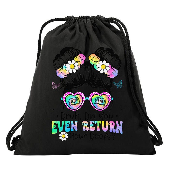 Bruh Return Your Books Reading Funny Library Book Lovers Drawstring Bag