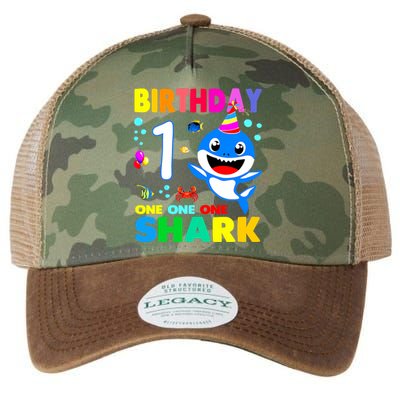 Birthday Shark 1st Girl One 1 Year Old Family Legacy Tie Dye Trucker Hat