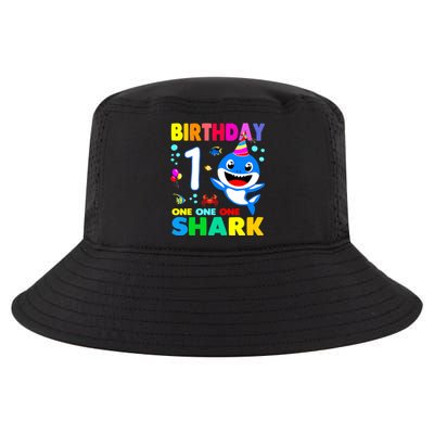 Birthday Shark 1st Girl One 1 Year Old Family Cool Comfort Performance Bucket Hat