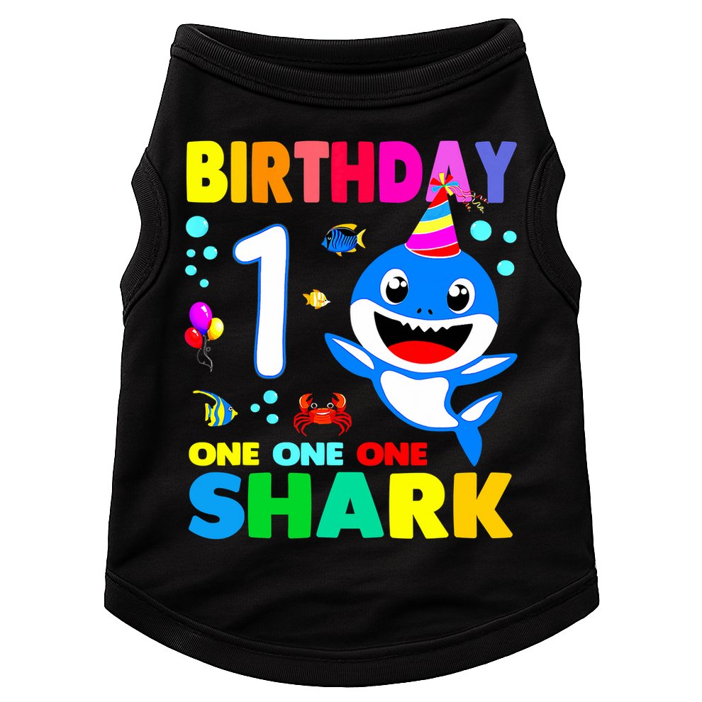Birthday Shark 1st Girl One 1 Year Old Family Doggie Tank
